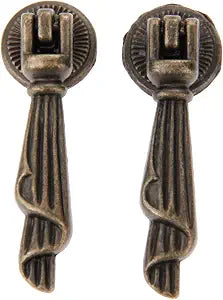 dophee 2Pcs Antique Bronze Metal Decorative Single Hole Drop Handle