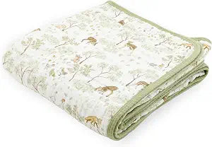 Little Unicorn Muslin Quilt Blanket | 100% Cotton Soft Multi-Layered Muslin Fabric | Toddler & Baby Blanket | 47x47 | for Nursery, Crib, Shower Gifts (Woodland Friends)
