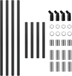 Matte Black M10 Threaded Light Fixture Extension Rod Adapter Set