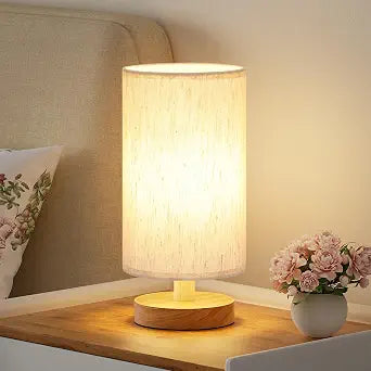 Fenmzee 9" Small Table Lamp for Bedroom - Inline Control with 3000K Bulb