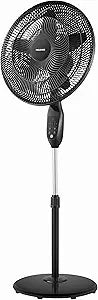 PELONIS PFS45A5BBB 18 inch 5-Blade Oscillating, Adjustable Standing Pedestal Remote, LED Display, 5 Speed Setting and 7-Hour Timer Fan, Black