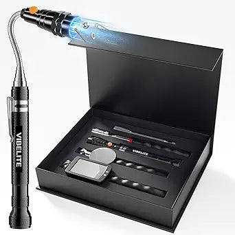 Fathers Day Dad Gifts, 5Pcs Telescoping Magnetic Pick Up Tool Set, with 1lb &15lb Pick-up Rod, 360 Square & Circle Swivel Adjustable Inspection Mirror and LED Flashlight, Birthday Gifts for Men, Dad