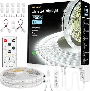 131ft White LED Strip Lights 6500K Bright Daylight White Dimmable DC 24V
