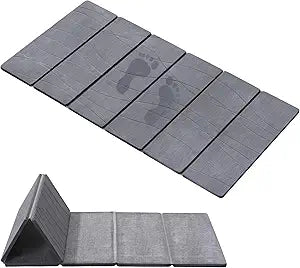 JOYMOOP Foldable Stone Bath Mat, 31.5 x 15.75 Non Slip Bath Mats, Super Absorbent Diatomaceous Earth Mats, Compact and Easy to Store Bath Mats for Bathroom, Dark Grey