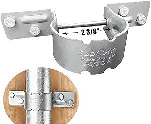 2-3/8" Steel to Wood Fence Brackets,(12 pcs) SupConn with 48 Screws, Galvanized Pipe Grip Tie,Fence Brackets for Metal Posts,Dock Side Pipe Holder,Metal Fence Post Brackets