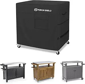 Porch Shield Outdoor Prep Table Cover Waterproof Patio Dining Cart Cover Fitting Grill Stainless Steel Cart up to 48" L x 24" W x 34" H, Black