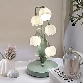 Green Flower Lamp for Home,5 Lily of The Valley Vintage Table Lamps