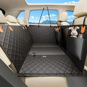 Bark Lover Waterproof Dog Car Seat Cover for Back Seat  Heavy Duty Back Seat Extender for Dogs with Hard Bottom, 7-Layer Protection, Non-Slip & Scratchproof, Easy to Install (Black)