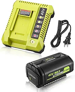 FirstPower Replacement for Ryobi 40v Battery and Charger Combo 7.0Ah Lithium OP4026 OP40601 OP4050A OP4040 OP4030 OP4050 with OP401 Ryobi 40v Battery Charger