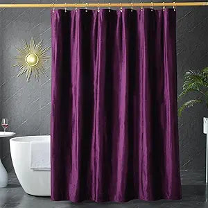 Dark Purple Velvet Shower Curtains for Bathroom,260 GSM Heavy Duty Fabric Luxury Shower Curtain with Hooks, Thicken, Washable, Waterproof for Hotels, Bathtubs, 72 x 72 inches