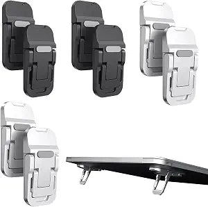 8 Pcs Portable Keyboard Stand & Riser with Dual-Tilt Adjustment, Foldable Computer Keyboard Stand & Laptop Riser for Desk, Heat-Dissipating Keyboard Lift with Self-Adhesive Feet (4 Black + 4 Silver)