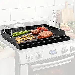 Nonstick Nanoceramic Griddle Plate, Pre-Seasoned Heavy-Duty Flat Top Insert, Universal Outdoor Cooking Griddle for Gas Grill/Charcoal/Gas Stove, Camping, Tailgating, Parties & Backyard BBQ, 17"x13"