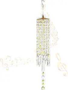Crystal Wind Chimes for Outside with Rainbow Light Reflections Glass Bells and Rose Gold Alloy Hooks Indoor Outdoor Decor for Home Garden Patio Porch Birthday House Warming (Colorful)