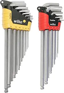 Wiha 66982 ErgoStar Ball End Hex L-Key Set, 22 Piece, Inch & Metric, Chrome Finish, Durable Holder