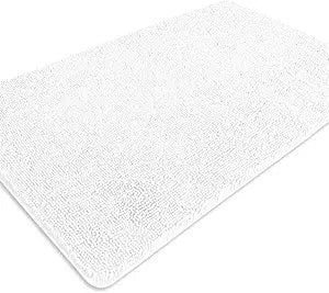 Bathroom Rugs 36 x 60 Inch  Extra Large Bath Mat | Absorbent and Washable Thick Chenille Bath Rugs Non-Slip Runner Rug for Bathroom, Shower, Tub(White)