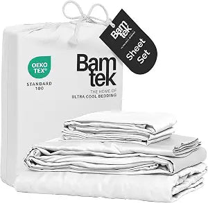 Viscose Bamboo Twin XL Sheets 3PC Set - Extra Long - Cooling Bedding for Hot Sleepers with Moisture Wicking Technology - Silky Soft 16 Inch Deep Pocket, White - 38" x 80"