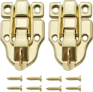 SDTC Tech 2-Pack Retro Gold Style Box Toggle Latch Antique Metal Duckbilled Hasp Latch Catch with Padlock Hole for Jewelry Box Cabinet Small Wooden Case Ordinary Box Crafts