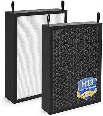 2 Pack Replacement Filter Compatible with NUWAVE OxyPure 47001, 47002, 47003, 47004, 47005, and 47006 Air Purifier,H13 True HEPA and Activated Carbon