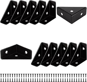 40 Pack Corner Brace Brackets, 38mm x 54mm x 19mm Corner Braces for Wood, Universal Furniture Corner Connector, Steel Corner Bracket, Black Angle Bracket, Corner Desk Connector for Bed, Table, Cabinet