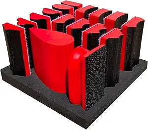 16-Piece Contoured Profile Hand Sanding Block Set with Hook and Loop Interchangeable Assorted Shapes Interchangeable Assorted Convex & Concave Shapes for Woodworking Furniture, Auto Paint and Crafts