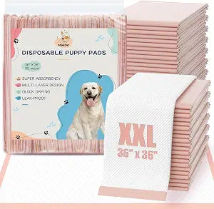 XXL Dog Pee Pads 36"x36" Extra Large Pink Puppy Pads, 6-Layer Super Absorbent & Leak-Proof Potty Training Pads, 35 Count Pet Pads for Cats, Rabbits & Small Animals