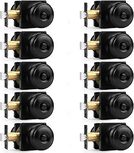 Probrico Black Door Knobs Privacy Door Knobs with Square Rosette Interior Door Knobs for Bathroom Stainless Steel Door Handles with Lock for Bedroom 10 Pack