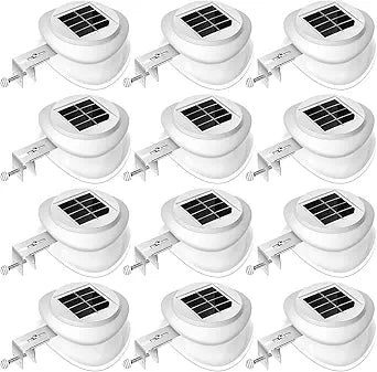 Yinder 12 Pieces Solar Gutter Lights Outdoor 9 LED Waterproof Gutter Solar Lighting Deck Fence Lamps White Lamps for Garden Backyard Pathway Roof Yard Utility Patio Wall(White)