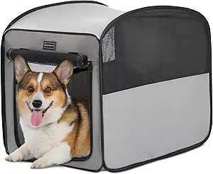 Petsfit Portable Dog CratePop Up Dog Crate for Medium DogsWaterproof Pet Cage Dog Kennel for Indoor/OutdoorLightweight Dog Carrier for TravellingGrey