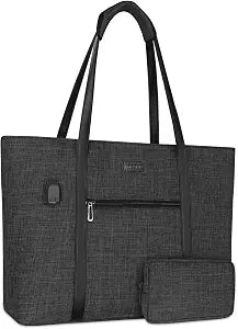 MOSISO USB Port Laptop Tote Bag for Women, 17-17.3 inch Notebook, Black