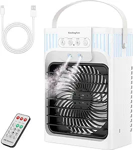 Portable Air Conditioners, 4 in 1 1200ML Personal Air Conditioner, Evaporative Air Cooler Fan with Remote, 7 RGB Light Modes, 3 Speeds & 2-8H Timer for Bedroom,Car,Nightstand, Office, Dorm, RV