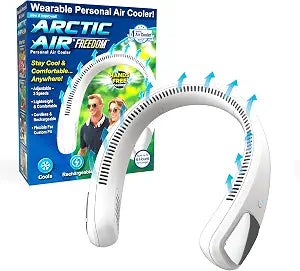 Arctic Air Freedom Personal Air Cooler - Portable 3-Speed Neck Fan, Hands-Free Wearable Design, Lightweight, Cordless And Rechargeable