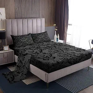 Feelyou Gothic Death Moth Damask Bed Sheets Set Queen Size 4Pcs Soft