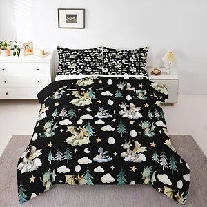 Feelyou Dragon Baby Kawai Comforter Set Twin Size Kids Bedding