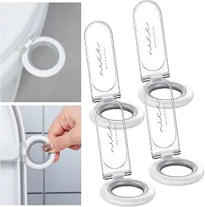 Cunhill 4 Pcs Toilet Lid Handle Lifter, Toilet Seat Cover Lift Tool, Avoid Touching Cover, Multi Function, White