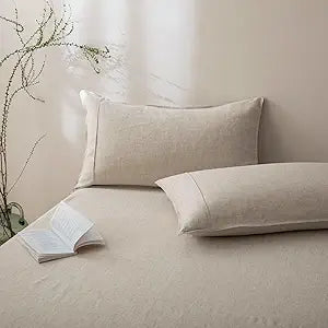 Talasily 100% French Linen Pillow Case King Size Set of 2,Oeko-TEX Certified Stone Washed Flax Pillow Shams with Envelope Closure - Breathable & Cooling for Hot SleepersNatural Linen,20''x36''