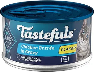 Blue Buffalo Tastefuls Natural Flaked Wet Cat Food, Chicken Entre in Gravy 3-oz cans (Pack of 24)