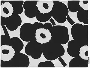 MARIMEKKO Unikko Placemat  Refine Your Dining Room with Our Iconic Table Decor  Stylish Black and White Placemats to Elevate Your Dining Experience (12 in x 16 in)