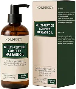 Peptide Oil, Multi-Peptide Body Oil for Skin Firming Oil with Caffeine – Anti Cellulite Massage Oil for Crepey Skin for Women