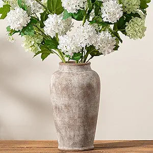 Ceramic Rustic Vase, Large Flower Vase Tall Farmhouse Decorative Vase Floral Pottery Vases for Home Decor Table Living Room Entryway Mantel Bedroom Bathroom Kitchen - 11 Inch Rustic
