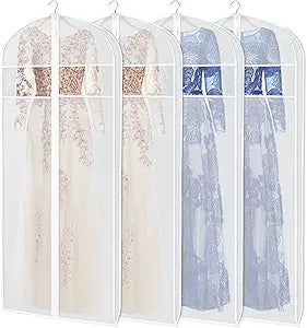Zilink Dress Bags for Gowns Long 72-inch Garment Bags for Long Dresses Clear Dress Protector Bag with 3" Gusset and Full Length Zipper for Dresses, Fur Coat Gown Closet StorageSet of 4