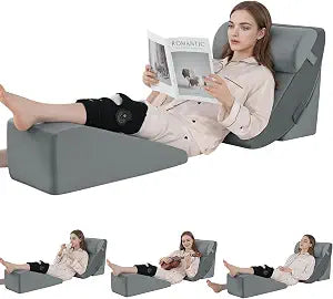 ROYALAY 4 Pcs Wedge Pillow Set for After Knee Surgery, Leg Elevation Pillow Post Surgery Knee Replacement with Reading Support for Bed, Leg Elevation & Headboard for Sleeping