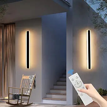 Mikeru 2pack 39inch Outdoor Wall Light Fixtures, 10%-100% Dimmable Outdoor Wall Lights Exterior Front Porch Light 3000-6000k Wall Mounted Led Lighting for Basement, Shop,Garage Lighting