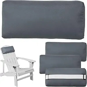 Headrest Pillow for Patio Chaise Lounge Chair, 4 Pack Outdoor Chaise Pillows with Adjustable Elastic Stripe Head Resting Pillows for Recliner Office Chair, Dark Gray