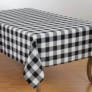 SARO LIFESTYLE Cotton Blend Buffalo Plaid Tablecloth, 70" x 120", Black