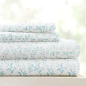 Linen Market 4 Piece King Bedding Sheet Set (Light Blue Vines) - Sleep Better Than Ever with These Ultra-Soft & Cooling Bed Sheets for Your King Size Bed - Deep Pocket Fits 16" Mattress