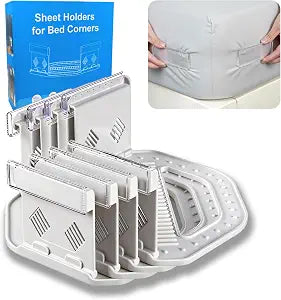 Bed Sheet Holders - 4-Pack Strong Grip Sheet Straps, Keep Sheets in Place on Mattress, Deep Pocket Mattress Sheet Grippers, Universal Fit for All Bed Sizes (White)