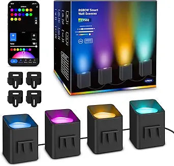 APPECK Wall Sconces 4 Pack, LED Wall Lights RGBCW 8FT with Ambient Lighting