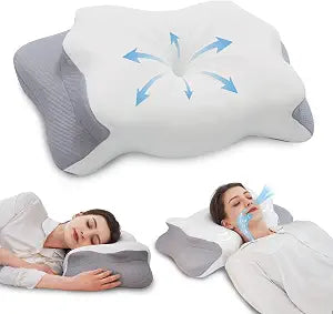 Cervical Pillow for Neck Pain Relief, 5.5"/4.3" Dual Loft Memory Foam Pillow for Side,Back Sleepers with Broad Shoulders,Orthopedic Contour with Cooling Cover, Medium Firm,White,23.6x15.7 in