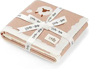 Luxe Merino Wool Cotton Baby Blanket Ultra-Soft, Temperature-Regulating Swaddle Blanket for Newborns, Receiving Blanket, and Nursery Throw 29.5" x 37.4", Machine Washable