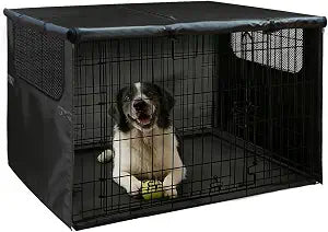 Dog Crate Cover Heavy Duty 600D Oxford Cloth - Fits 54 Inch Dog Crates, 2 Mesh Ventilation Windows, Waterproof Durable Pet Cage Cover for Indoor/Outdoor Use (Black, 54" L x 37" W x 45" H)